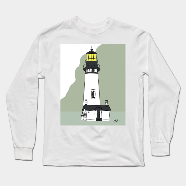 Yaquina Head Lighthouse Long Sleeve T-Shirt by KirtTisdale